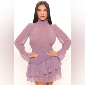 Elegant Purple Ruffles Women's Dress